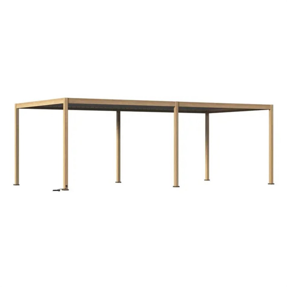 Garden canopy/pergola Laevora 6x3m, electrically adjustable roof, honey color with wood effect, aluminium