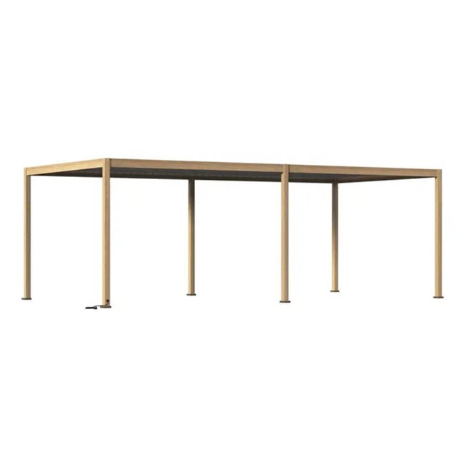 Garden canopy/pergola Laevora 6x3m, electrically adjustable roof, honey color with wood effect, aluminium
