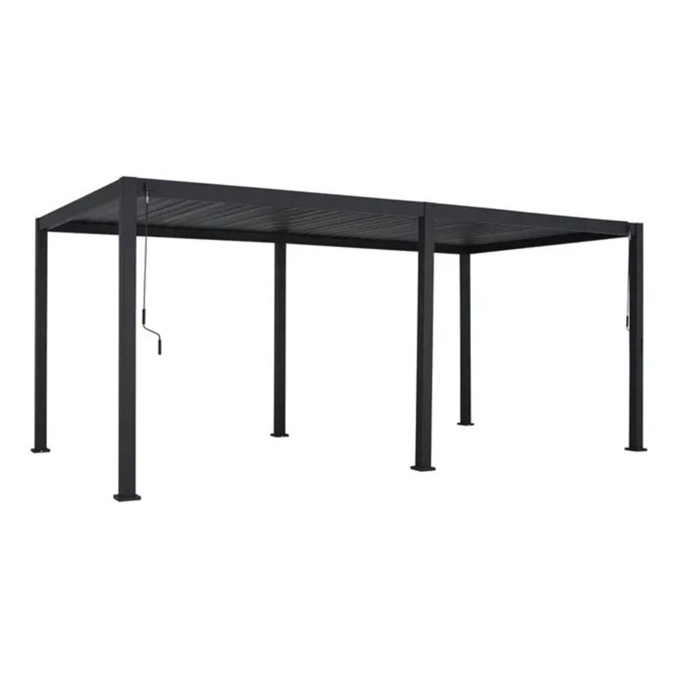 Garden canopy/pergola Laevora 6x3m, manually adjustable roof, graphite color, aluminium