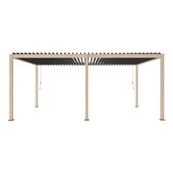 Garden canopy/pergola Laevora 6x3m, manually adjustable roof, honey color with wood effect, aluminium
