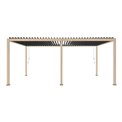 Garden canopy/pergola Laevora 6x3m, manually adjustable roof, honey color with wood effect, aluminium