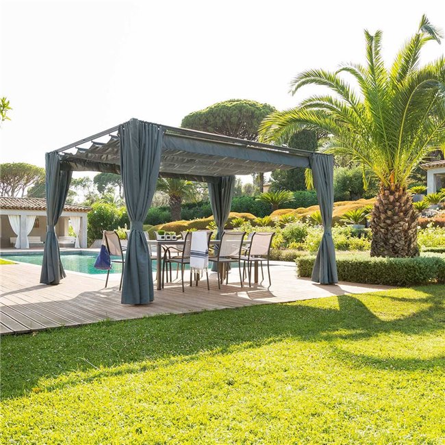 Pergola Lapalmeira 3x4m, with retractable roof, graphite grey