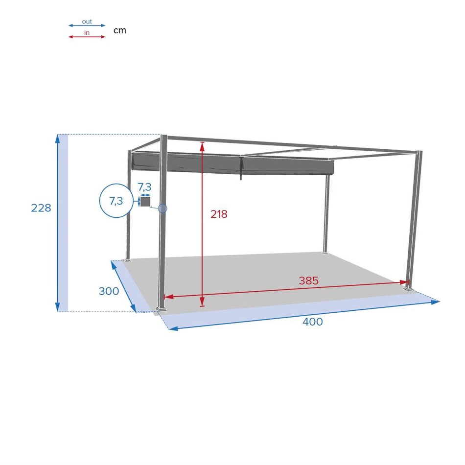 Pergola Lapalmeira 3x4m, with retractable roof, graphite grey
