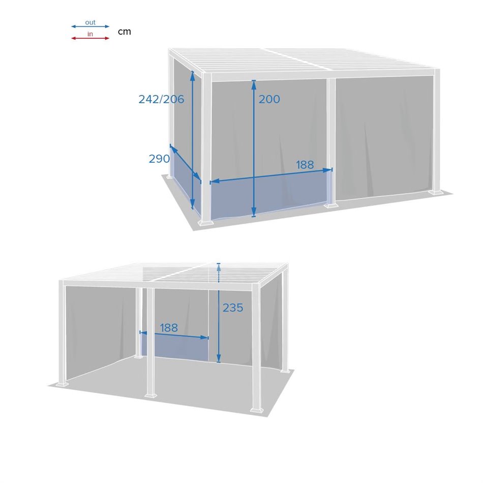 Curtain set for Lavila 4x3 m pergola, graphite color
