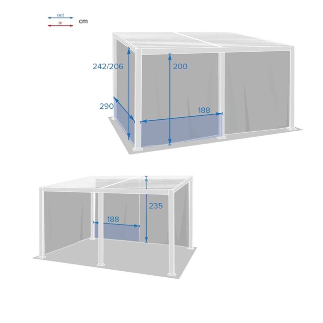 Curtain set for Lavila 4x3 m pergola, graphite color