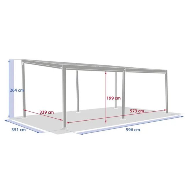 Garden canopy/pergola Lavila 6x3.5m, aluminium/steel, graphite color