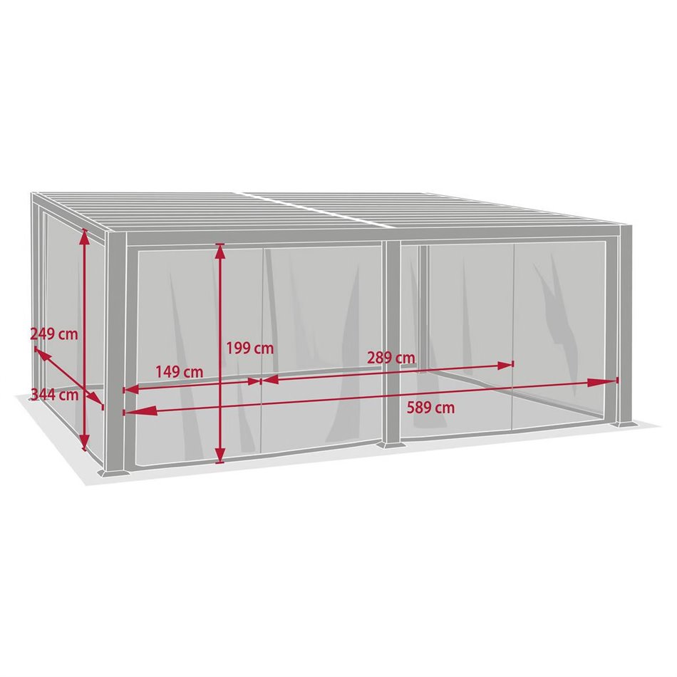 Mosquito net set for Lavila 6x3.5 m pergola, graphite color