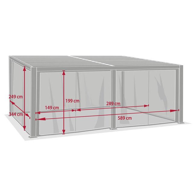 Mosquito net set for Lavila 6x3.5 m pergola, graphite color