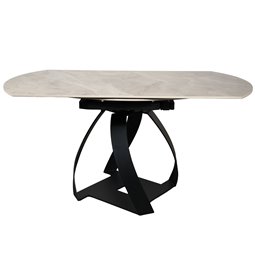 Extendable dining table Raine C6, rotating, sintered stone/metal, 90-150x150cm H75cm