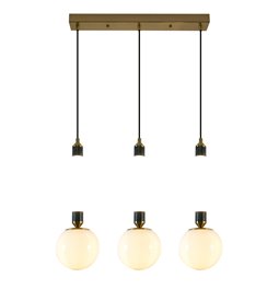 Подвесной светильник Mokrin 3A,  белый/бронзовый/латунный цвет, H54-140x60x15cm, E27x3, LED 15W, 3000K