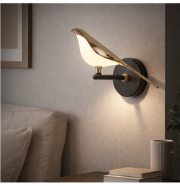 Настенный светильник Malarro, черный/золотой цвет, H18x21x17.5-32cm, LED 8W, 3000K, 2835lm