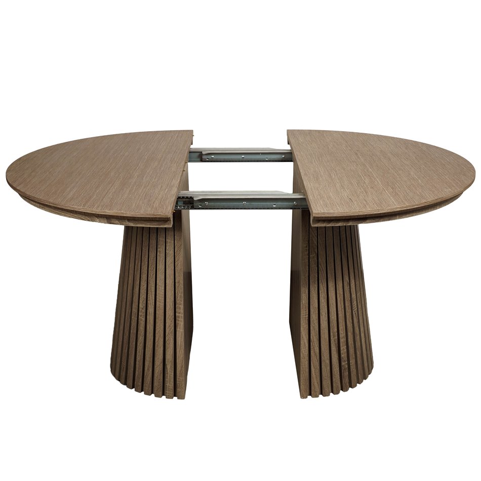 Extendable dining table Bermero, 25mm MDF/oak veneer, 120-200x120m H77cm
