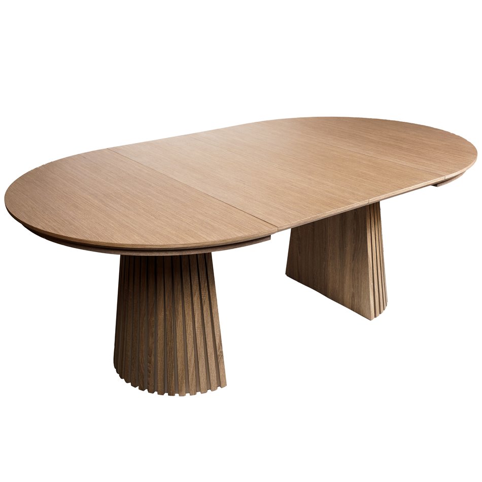 Extendable dining table Bermero, 25mm MDF/oak veneer, 120-200x120m H77cm