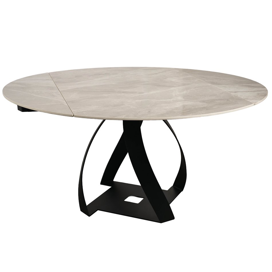 Extendable dining table Raine C6, rotating, sintered stone/metal, 90-150x150cm H75cm