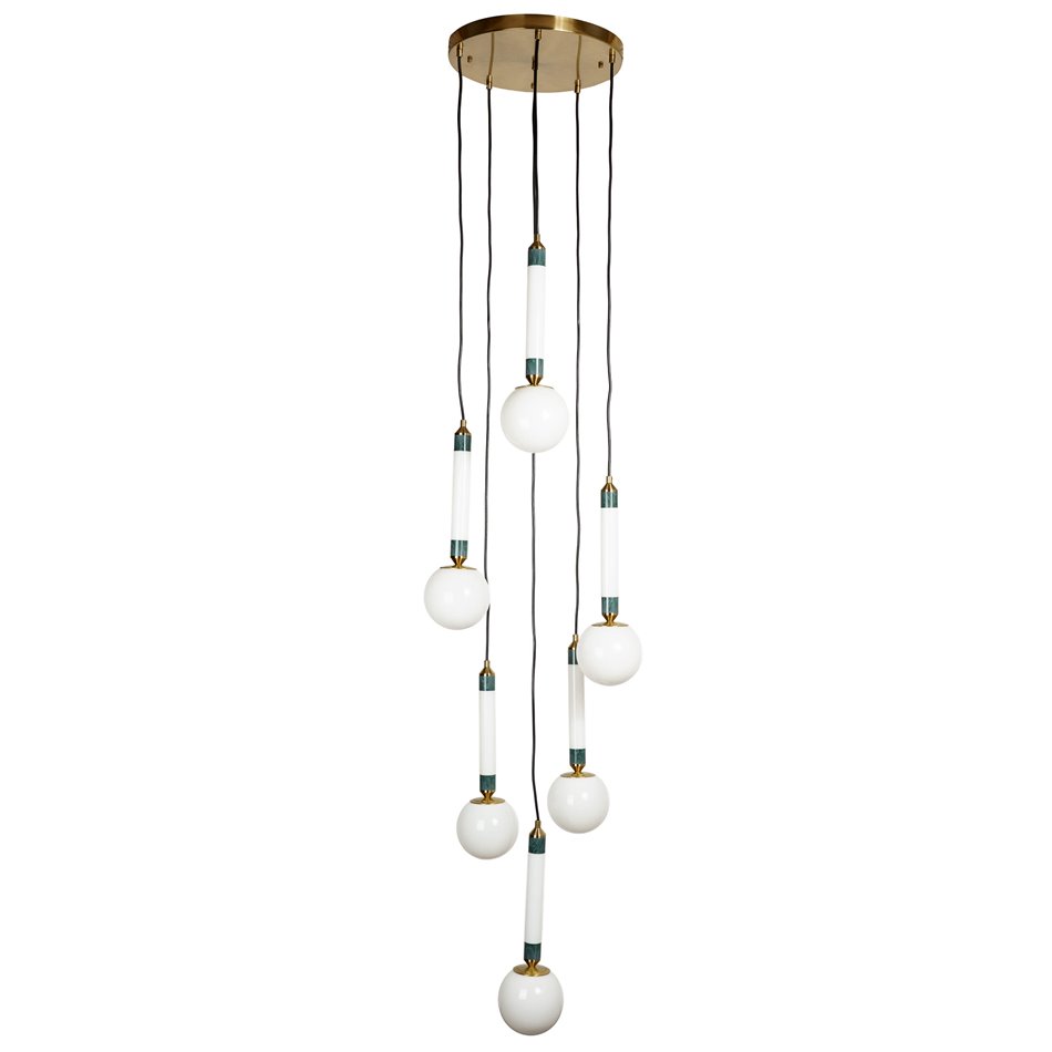 Подвесной светильник Mokrin 6, белый/бронзовый/латунный цвет, H54-250x45x15cm, LED 30W, 3000K