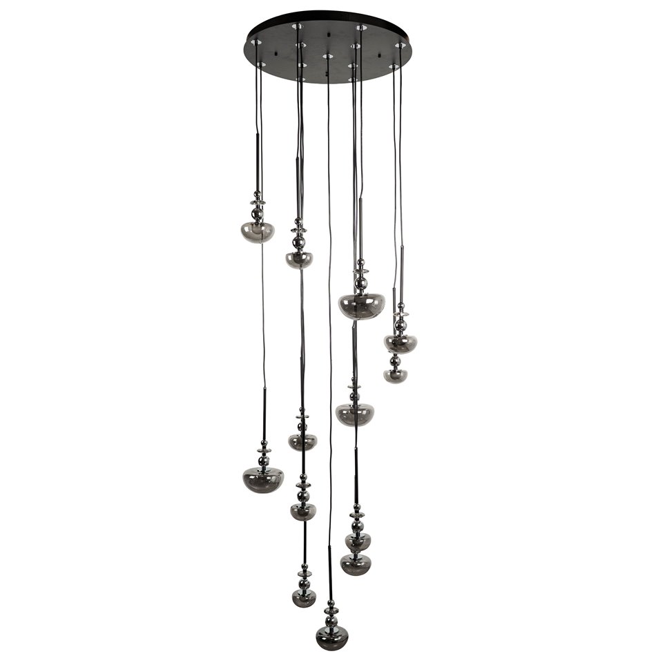 Подвесной светильник Molare 10, дымчатое стекло/черный, H200cm, D60cm, LED 39W, 3000K