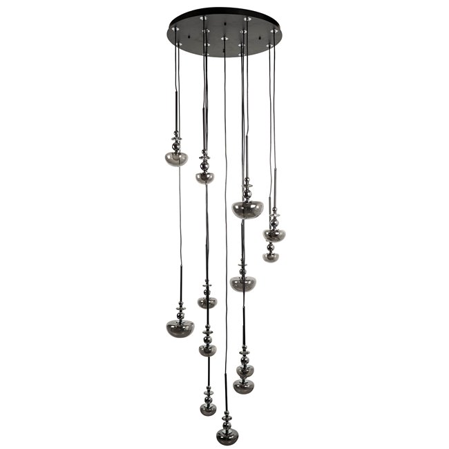 Подвесной светильник Molare 10, дымчатое стекло/черный, H200cm, D60cm, LED 39W, 3000K