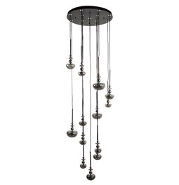 Pendant lamp Molare 10, smoky/black, H200cm, D60cm, LED 39W, 3000K