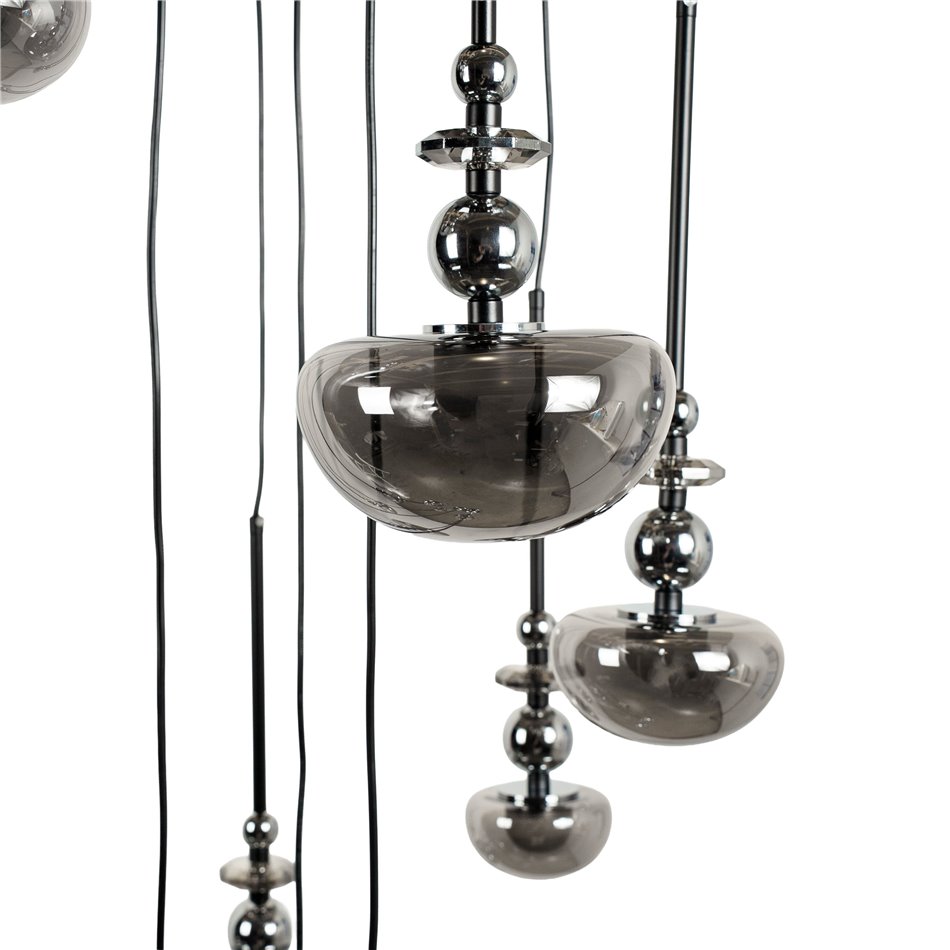 Подвесной светильник Molare 10, дымчатое стекло/черный, H200cm, D60cm, LED 39W, 3000K