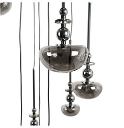 Pendant lamp Molare 10, smoky/black, H200cm, D60cm, LED 39W, 3000K