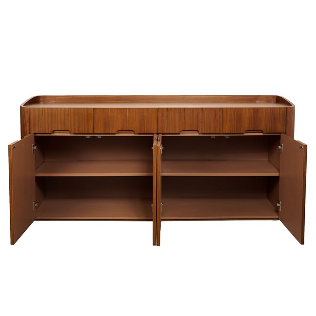 Буфет Raften 4, 4 двери/4 ящикa, шпон из орехового дерева/MDF, H80x180x45cm