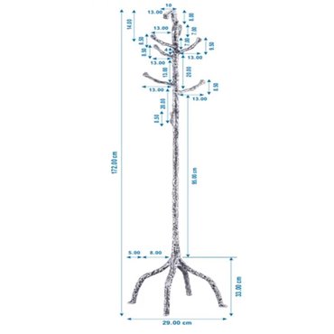 Вешалка для одежды Twiggy, серебристый цвет, алюминиевый, H172x29x29cm