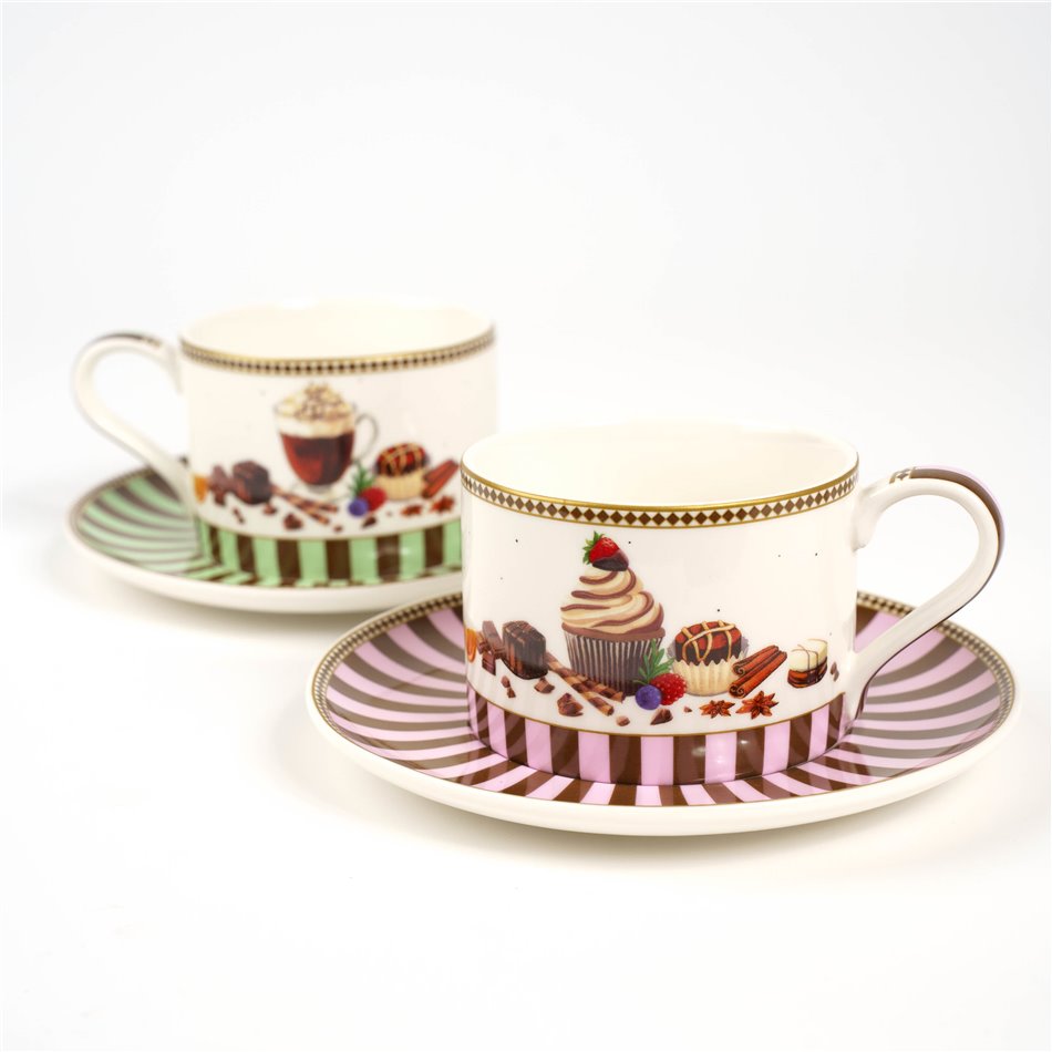 Фарфоровый набор из чашки и блюдца, 2 шт., в подарочной коробке, 240ml, H6cm, D16cm