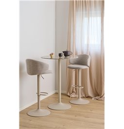 Bar table Alta, brown marble, steel/ceramic, H105cm D80cm