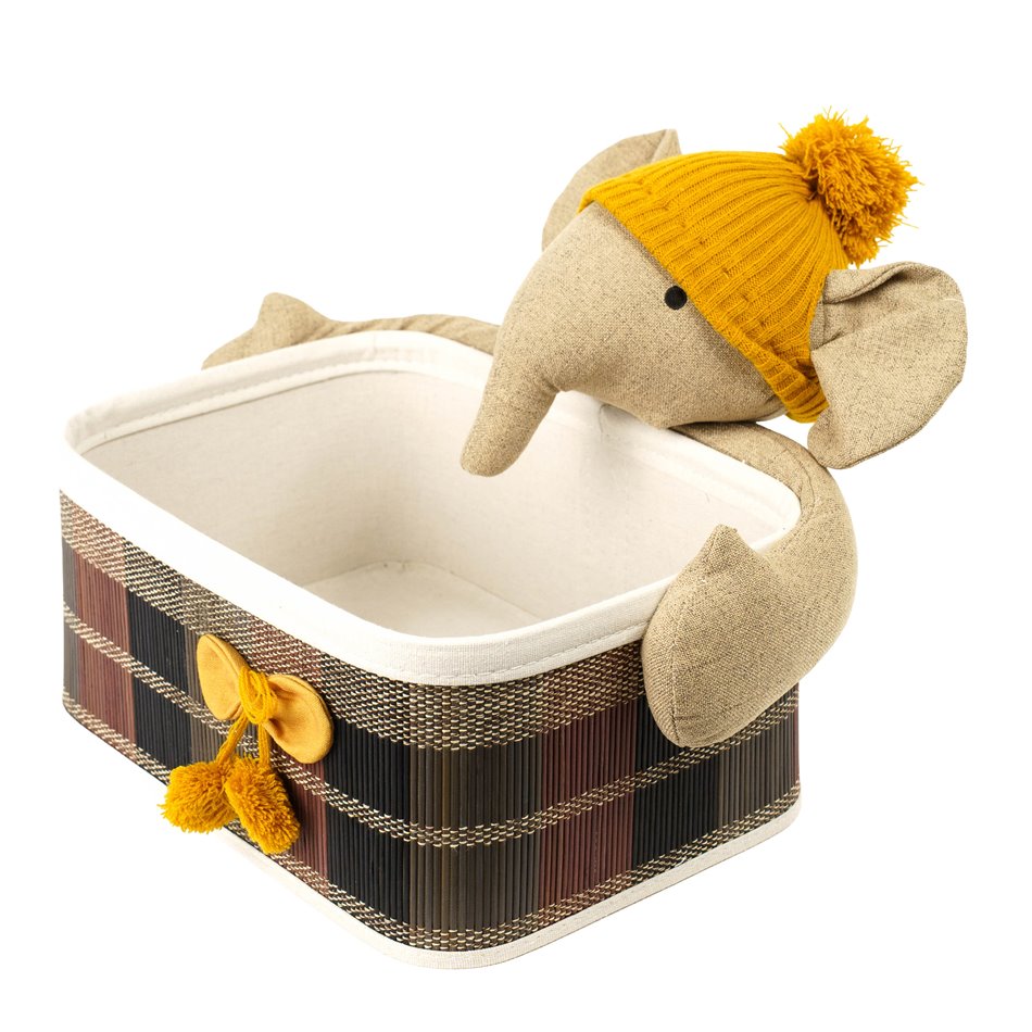 Basket Elephant L, bamboo, H16x36x26cm