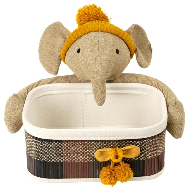 Basket Elephant M, bamboo, H12x28x18cm