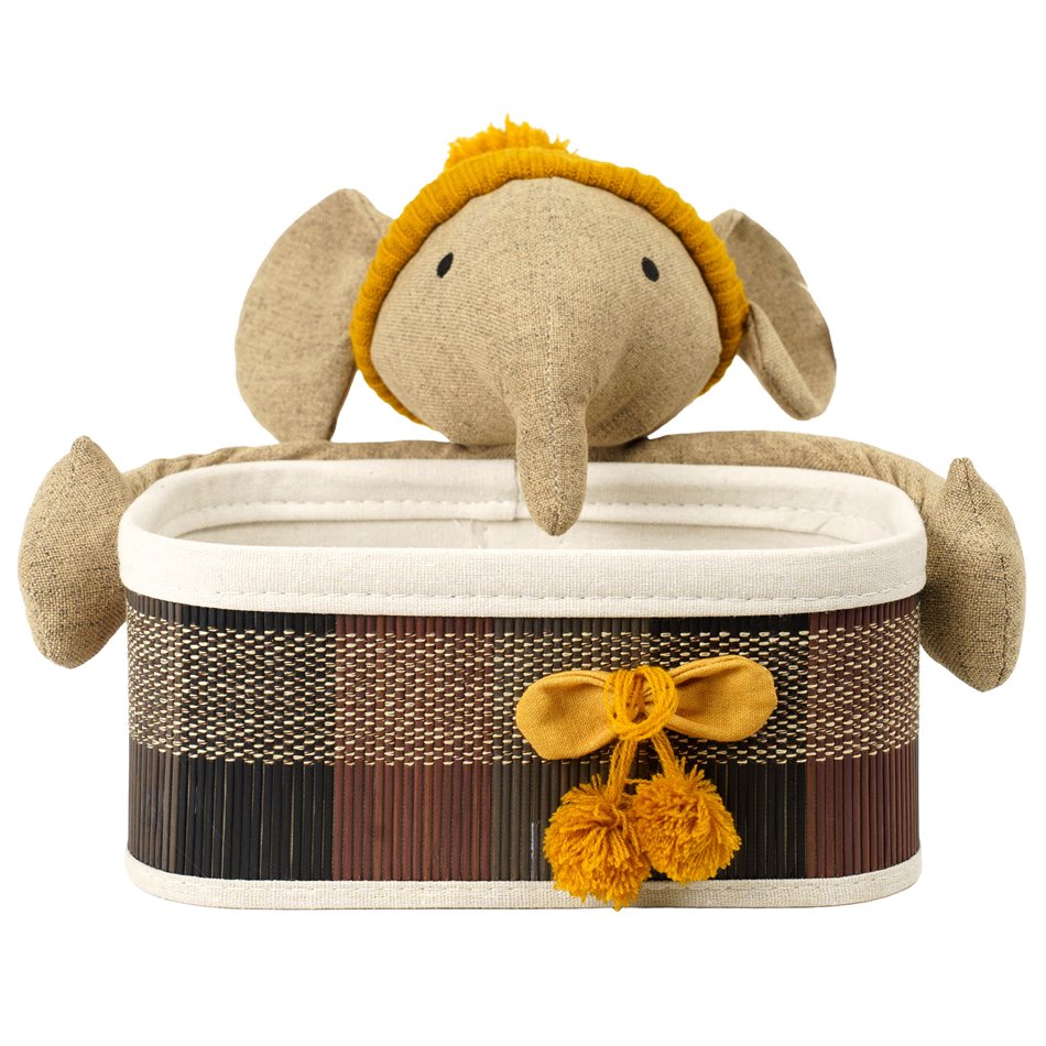 Basket Elephant M, bamboo, H12x28x18cm