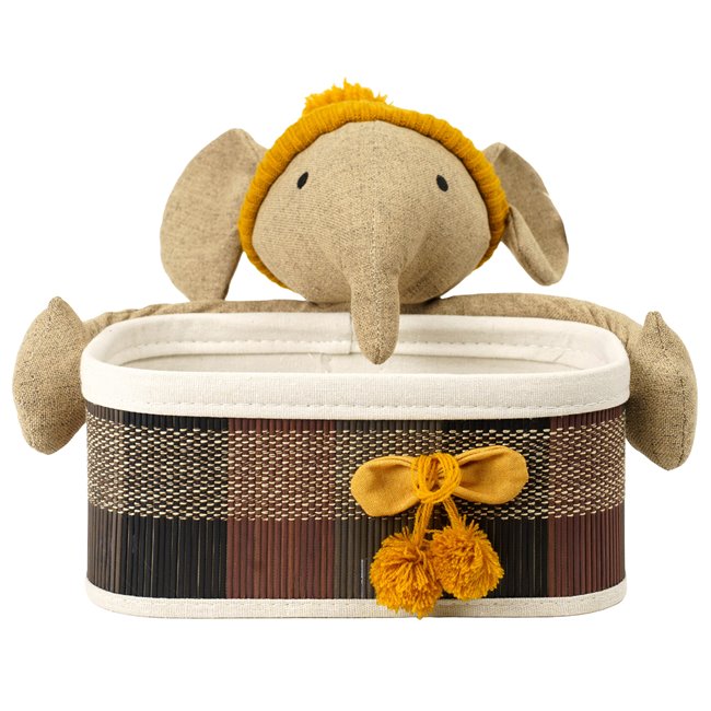 Basket Elephant M, bamboo, H12x28x18cm