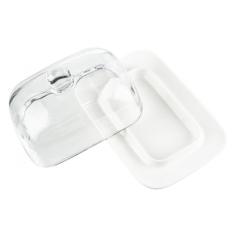 Butter dish with glass lid, 18.5x11.5cm