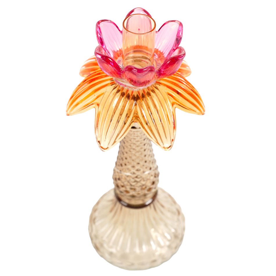 Candle stick Palm, glass, H26cm, D25cm
