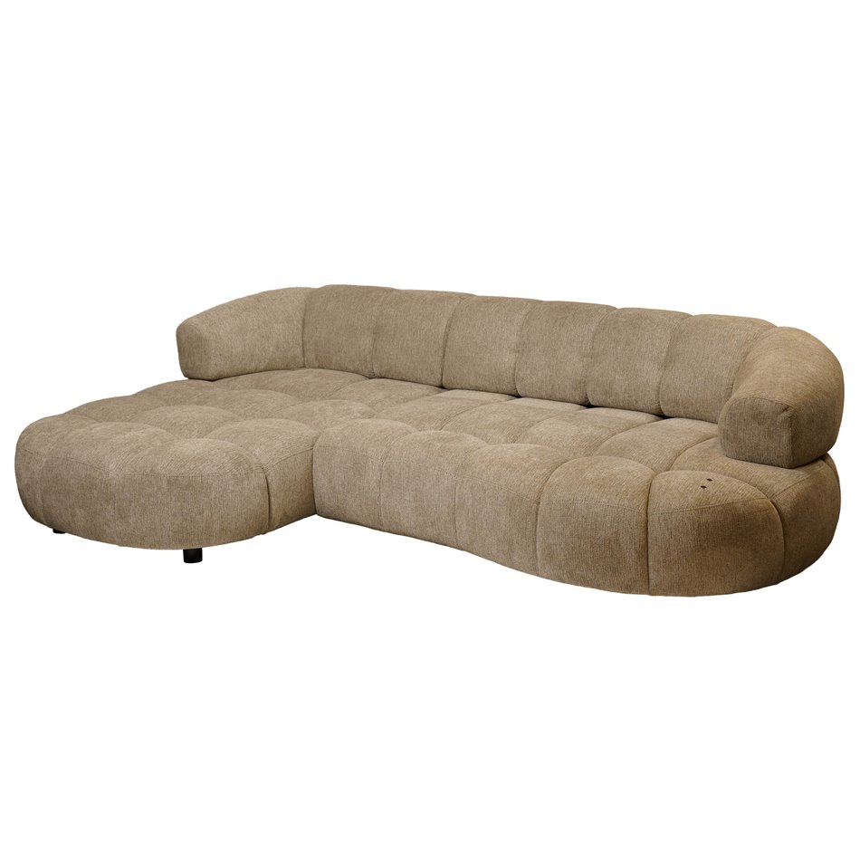 Corner sofa Welpa, left side, Aragon 20, brown, H79x284x183cm, seat height 46cm