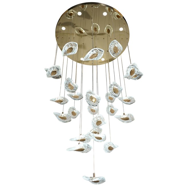 Подвесной светильник Yabukko, прозрачный/золотой цвет, D80cm, LEDx26 4W, LEDx8 3W, 3000K/4000K/6000K