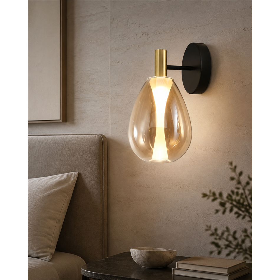 Wall lamp Rigonda amber, H29.7x17x15cm, LED 5.4W, 3000K, 824lm