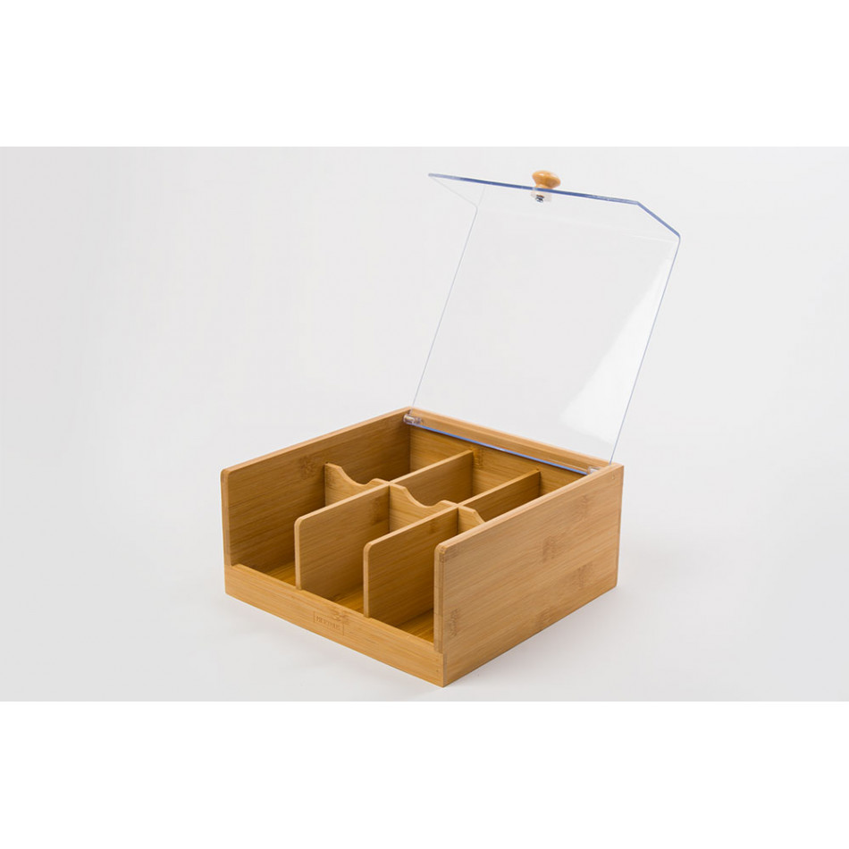 Tea box with 6 spaces, 21.5x21x10cm