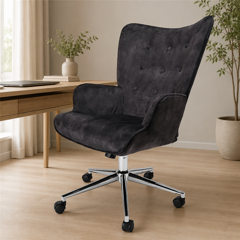 Office chair Darlington, grey, velvet, H106x70x64cm, seat height 48-54cm
