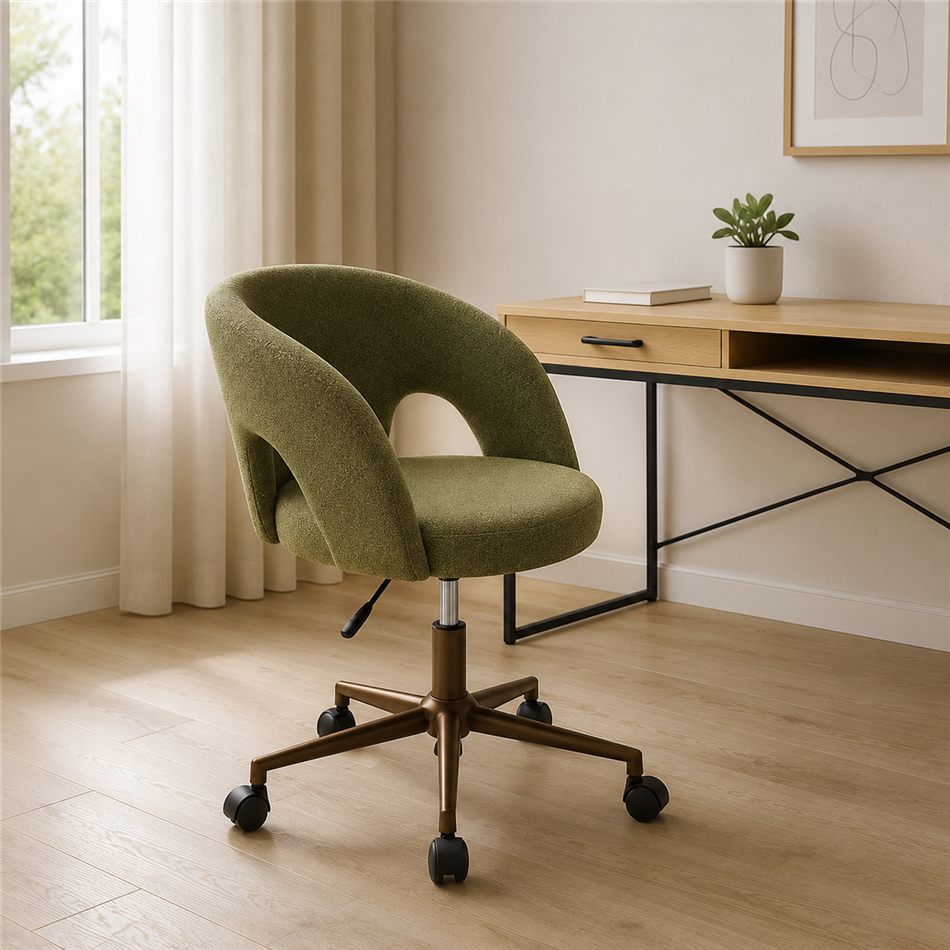 Office chair Zivilino, green/bronze color, H70-79.5x62.5x59.5cm, seat height 44-54cm