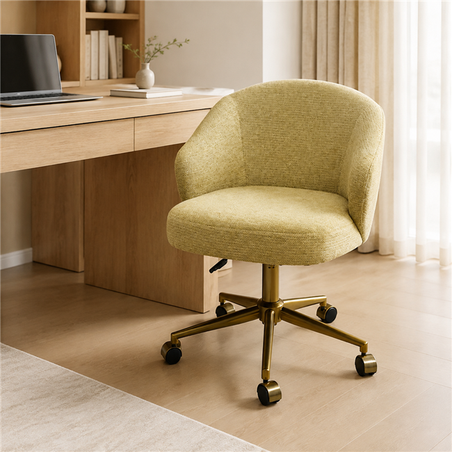 Office chair Sahara 35, yellowgreen/gold color, H76-86x60x61cm, seat height 48-58cm