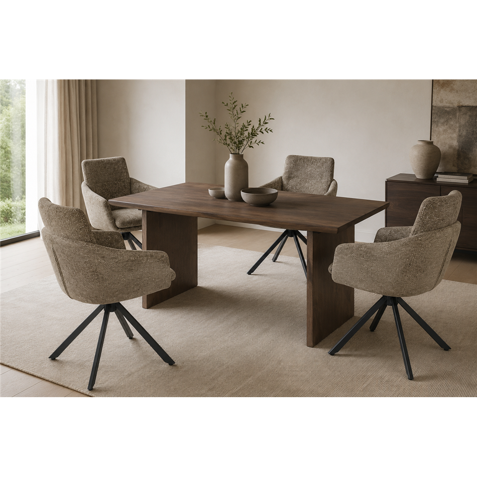 Dining chair Sabugo 4, taupe, rotatable 360 degrees, H90x59x64cm, seat height 48cm