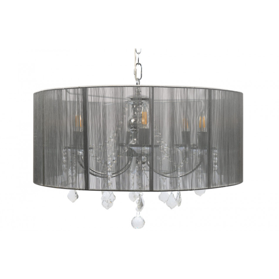 Подвесная лампа MARI серебряная, H58-130cm, Ø-60cm; E14 6x40W