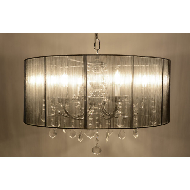 Подвесная лампа MARI серебряная, H58-130cm, Ø-60cm; E14 6x40W