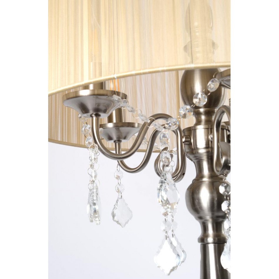 Floor lamp MARI cream, E14 5x40W,  H-165cm, Ø-50cm, satin nickel
