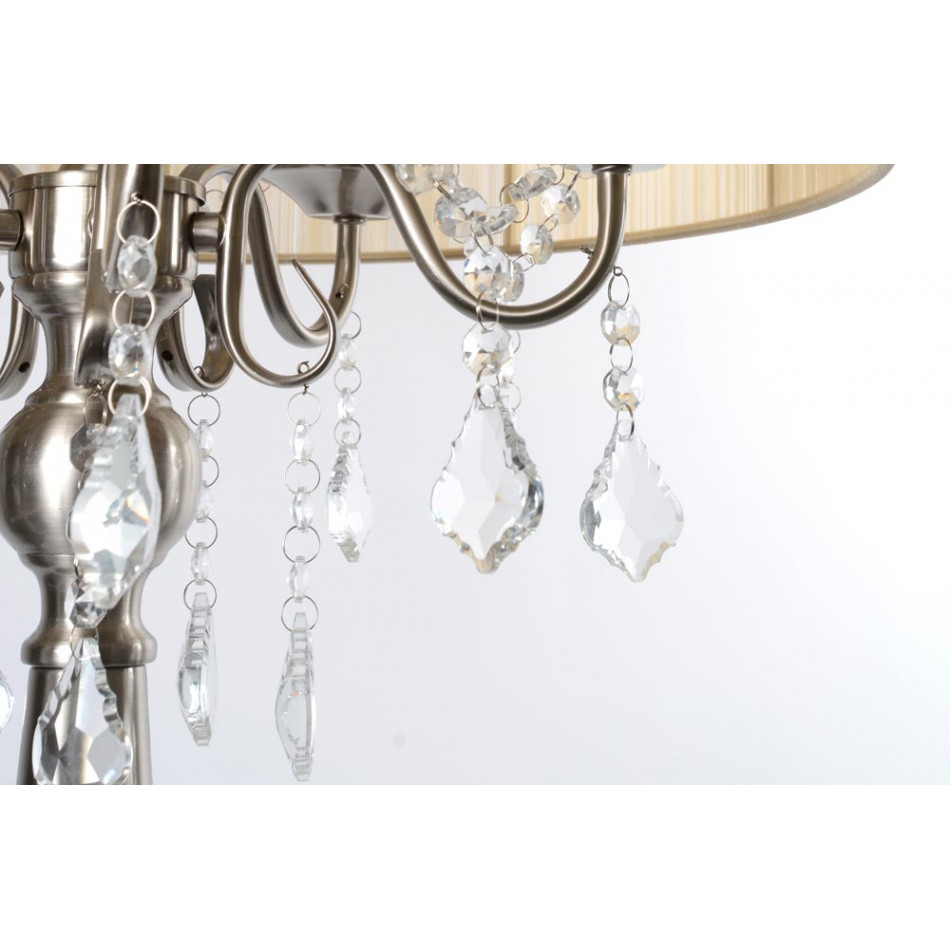 Floor lamp MARI cream, E14 5x40W,  H-165cm, Ø-50cm, satin nickel