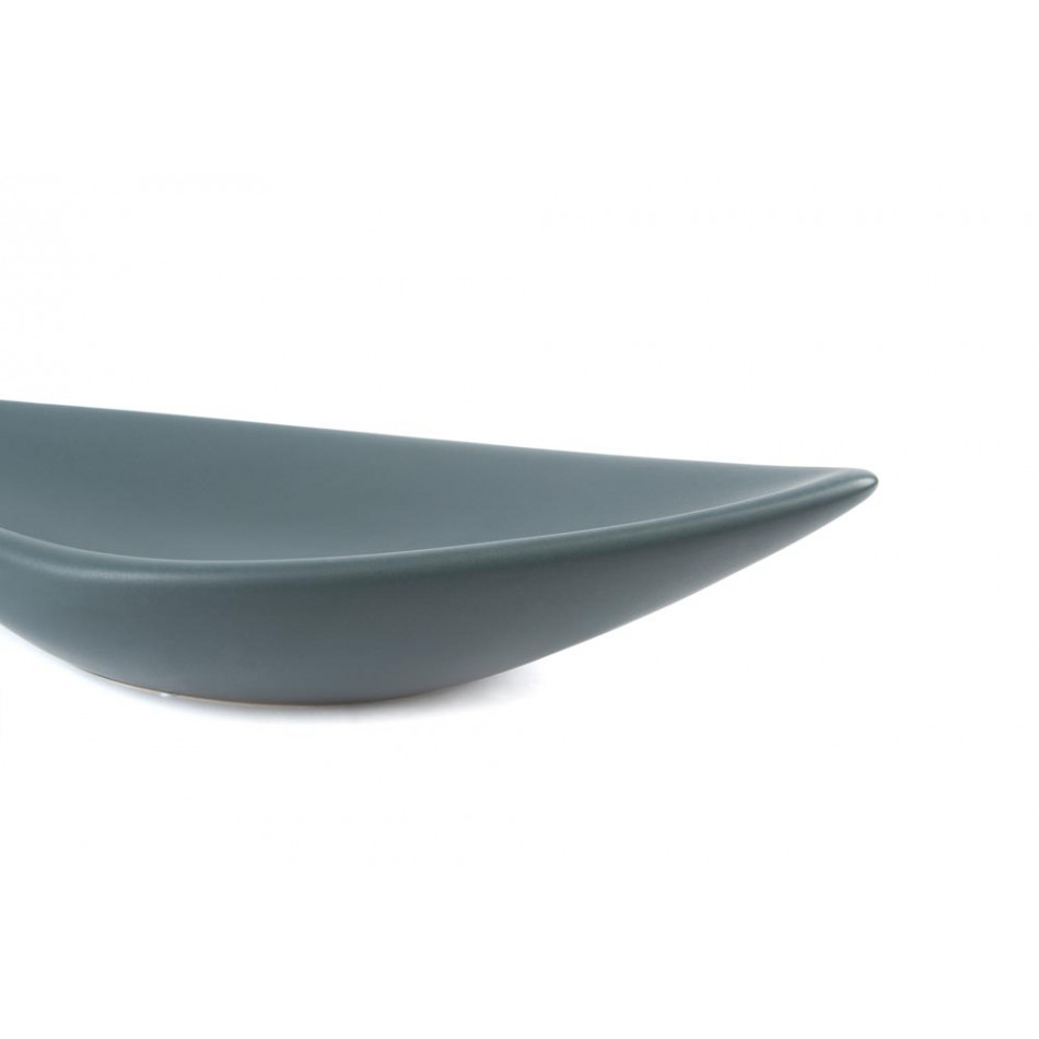 Decorative dish Leaf, grey matt, H5.5x41.5x22.5cm