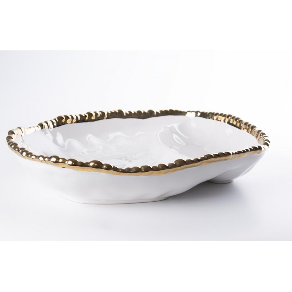 Decorative bowl Wioletta, white/gold, 29x24x6cm