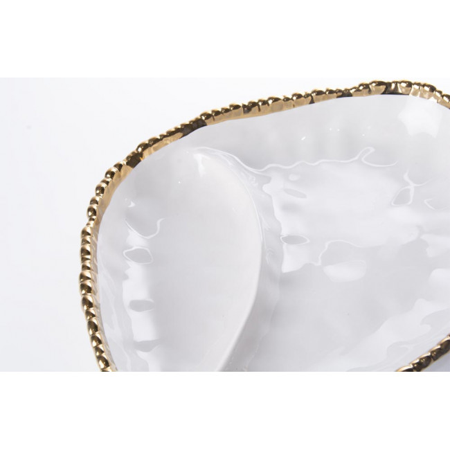 Decorative bowl Wioletta, white/gold, 29x24x6cm