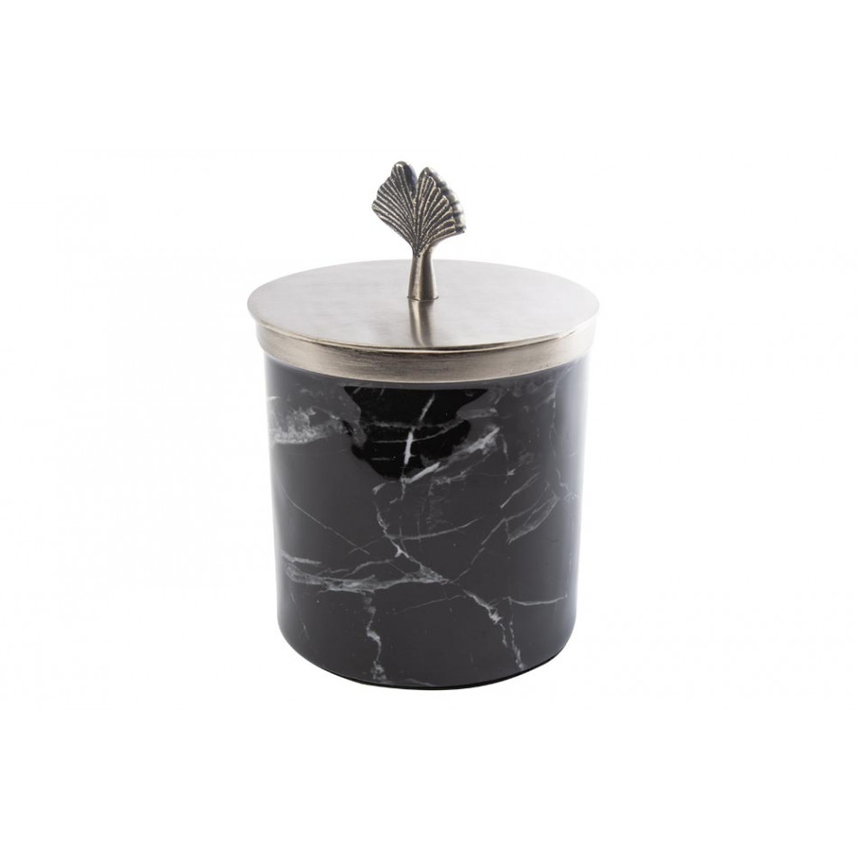 Decorative box,  black/silver colour, enameled, 12x12x13cm